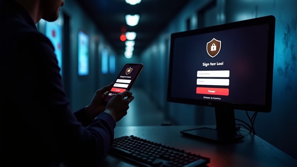 Player checking a secure Vegas Hero login screen on phone and desktop